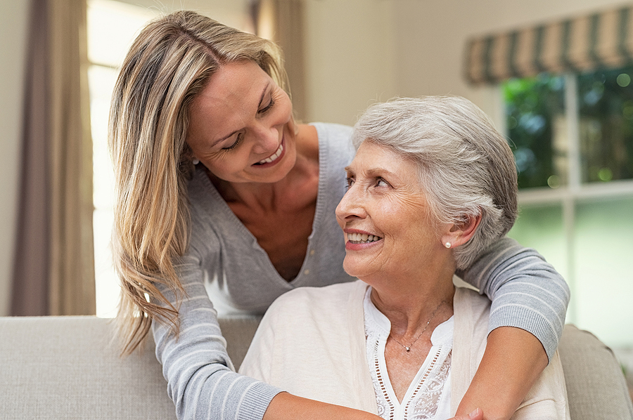 Elderly mother and daughter